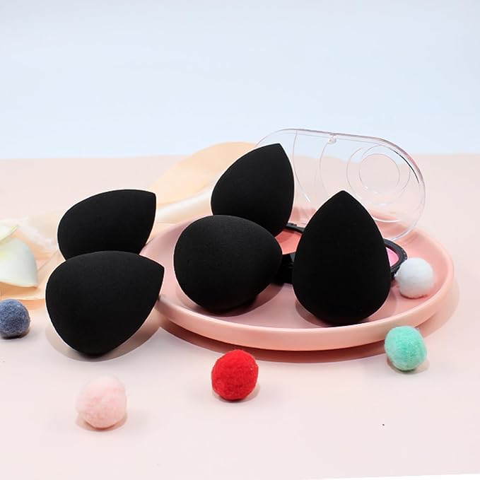 BEAKEY Makeup Sponge Set, 5 Pcs Latex-Free Foundation Beauty Sponges, Black
