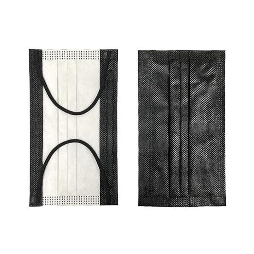 MTYX Black Disposable Face Masks 3 Ply 50PCS - Individually Wrapped - Durable - Odorless - Hygienic