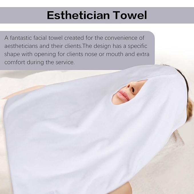 SINLAND Microfiber Esthetician Towels for Facials Mask Removing Face Wrap Soft Facial Cloth with Split Design Spa Towels for Facial Steam Massage and Cleansing 20x15.7inch