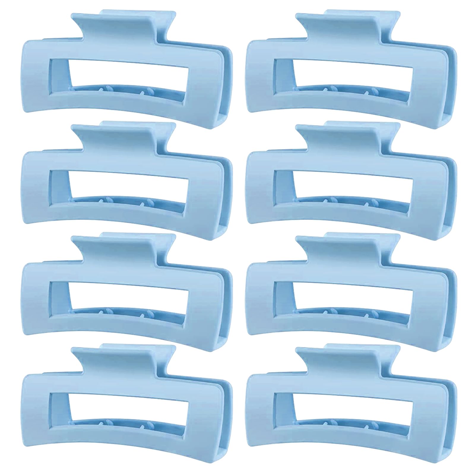TOCESS Light Blue Claw Clip, 8PK 4 inch Large Matte Square Jumbo Hair Clips for Thick, Thin, Long, Short, Curly Hair Girls, Big Jaw Clip Set for Women (Baby Blue)