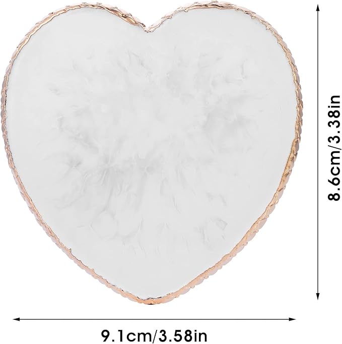 WLLHYF Resin Nail Art Palette Gold Edge Nail Holder Heart Shaped Color Makeup Foundation Mixing Tools Display Board Gel Nail Art Color Mixing Palette Painting Tray Manicure Tool