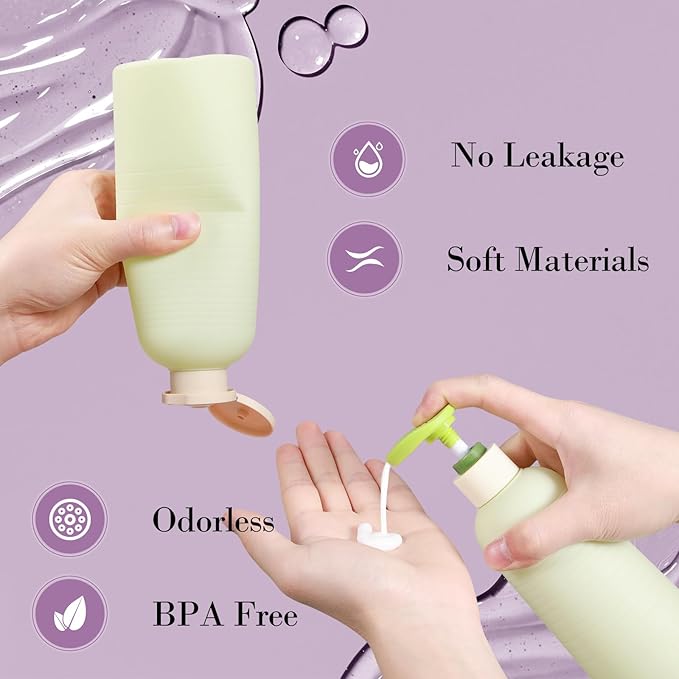 UMETASS 16.9oz Travel Shampoo Bottle with Flip Cap, Refillable Plastic Pump Bottles Dispenser for Soap, Shampoo, Lotions, Liquid Body Wash, Creams and Massage Oil (2Pack, 16.9oz/500ml)