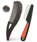 Self-Cleaning Dandruff Comb 2-Pack, Hollow Teeth Button-Release Scalp Detox, Fine Tooth 0.5mm & 2mm for Nits Buildup Removal, Women Men Kids, Stainless Steel Ergonomic Anti-Slip Hair Care Tool