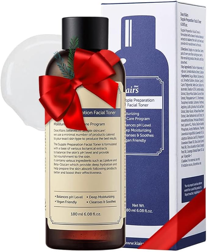 DearKlairs Supple Preparation Facial Toner – Korean Daily Hydrating Formula with Lipidure, Hyaluronic Acid & Centella Asiatica, pH Balancing for Sensitive Dry Skin, Alcohol-Free Vegan, 6.08 Fl Oz