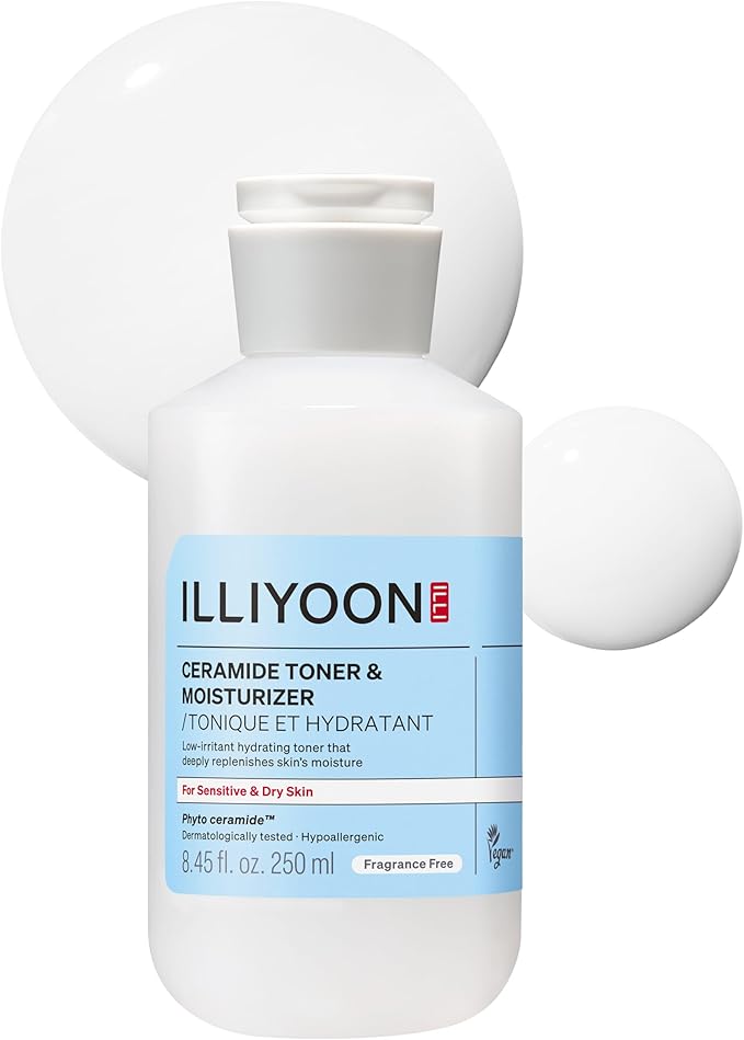 Illiyoon Ceramide ATO Moisturizing Milky Toner | Lightweight Milky Essence, 2-in-1 Hydrating Facial Toner for Dry & Sensitive Skin, Barrier Repair, Fragrance-Free, Korean Skincare, 8.45 fl.oz.