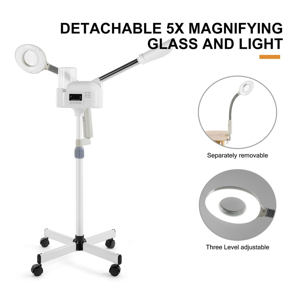 Artist hand Professional Facial Steamer with 5X LED Magnifying Lamp 2 in 1