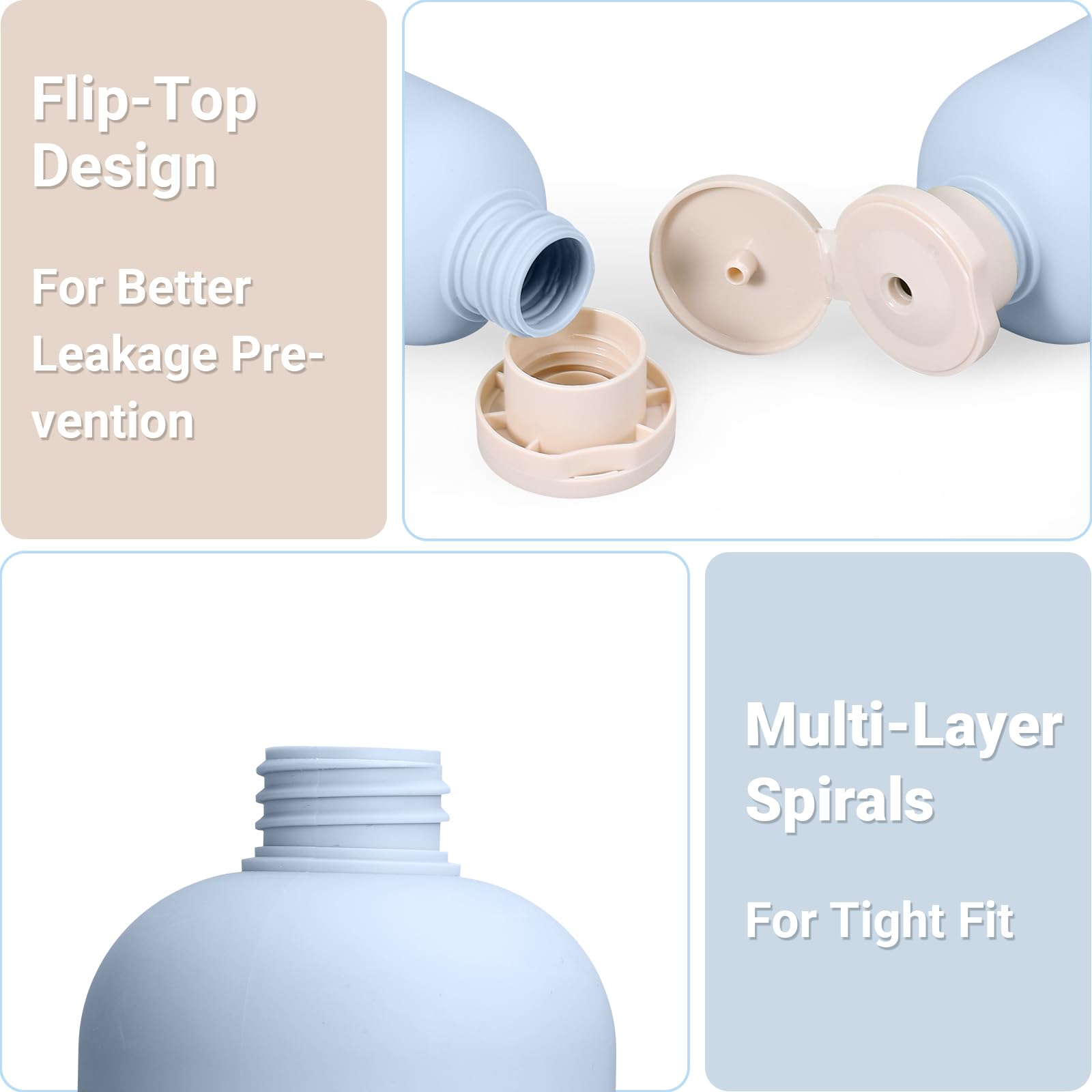 ASEVAT 6.7 oz Leak-Proof Travel Bottles, 3 Pack Refillable Plastic Squeeze Vessels with Caps, Portable Containers for Shampoo, Lotion, Cream & Daily Liquids