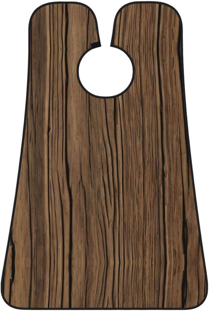 NOUZU Wood Grain Print Beard Bib Apron For Men, Beard Hair Catcher For Men Shaving Trimming,Beard Cape Cloth, Black