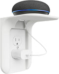 WALI Outlet Shelf Wall Holder, Bathroom Shelf up to 10lbs Standard Vertical Duplex Wall Organizer for Smart Home Decor Space Saving Power Tools, Toothbrush (OLS001-W), 1 Pack, White