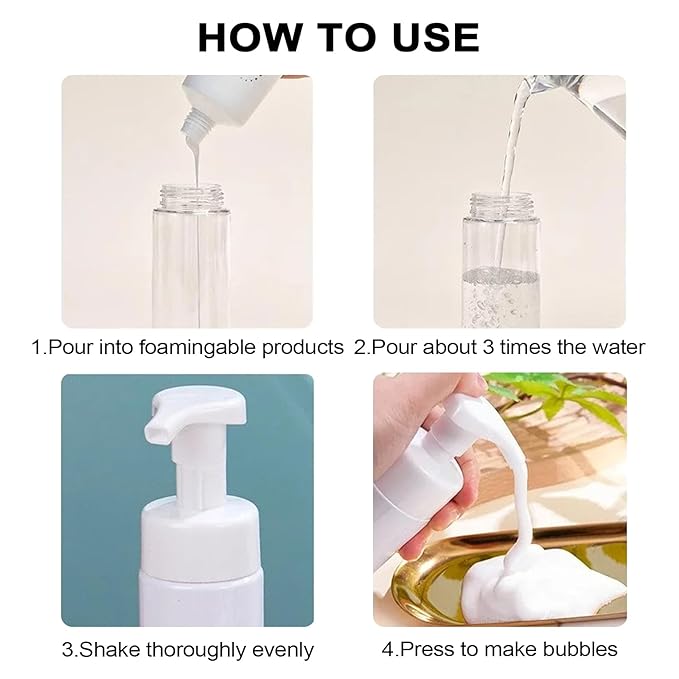 Autdor Foam Pump Bottle 1.7oz 2Pcs Foaming Soap Dispenser 50ml Foaming Spray Bottle Empty Travel Foam Bottle Clear Foam Dispenser for Hand Soap Toiletries Shampoo Lotion