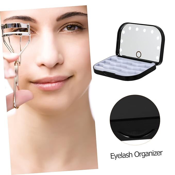 OSOLADY Organizer Box for Eyelashes Lash Tray Holder Led Lighted Lash Storage Case for Makeup