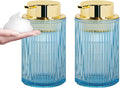 Tonxus Foaming Soap Dispenser, 12 Oz Blue Glass Foam Hand Soap Dispenser, Refillable Glass Foam Pump Bottle Container Decorative Slim Ribbed Bottle for Bathroom and Kitchen