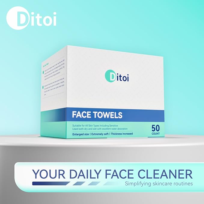 Ditoi Disposable Face Towels XXL, Soft Deep-Cleansing Face cloths,100 Count