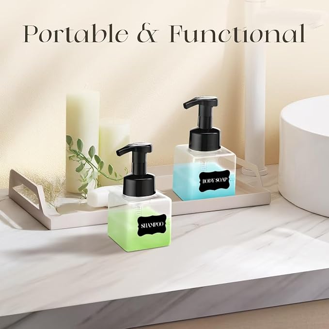 30 pcs 8.5 oz Foaming Soap Dispenser Plastic Foaming Pump Bottle, Refillable Dispenser with Plastic Pump, Empty Hand Bottles for Liquid Soap, Shampoo, Bathroom,Hotel,Restaurant (30, Transparent)