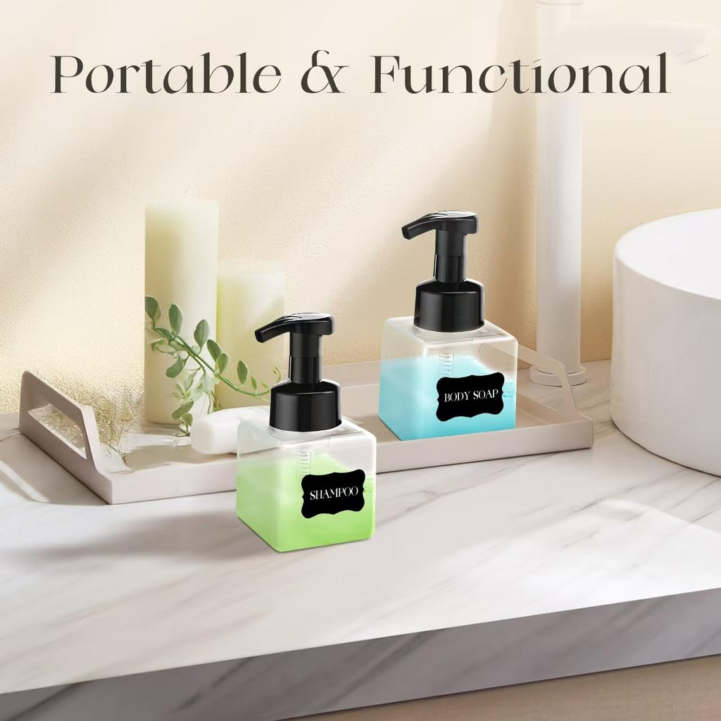 30 pcs 8.5 oz Foaming Soap Dispenser Plastic Foaming Pump Bottle, Refillable Dispenser with Plastic Pump, Empty Hand Bottles for Liquid Soap, Shampoo, Bathroom,Hotel,Restaurant (30, Transparent)