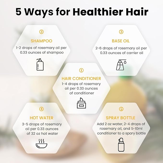 HIQILI Rosemary Essential Oil for Hair Care, Diffuser & Aromatherapy