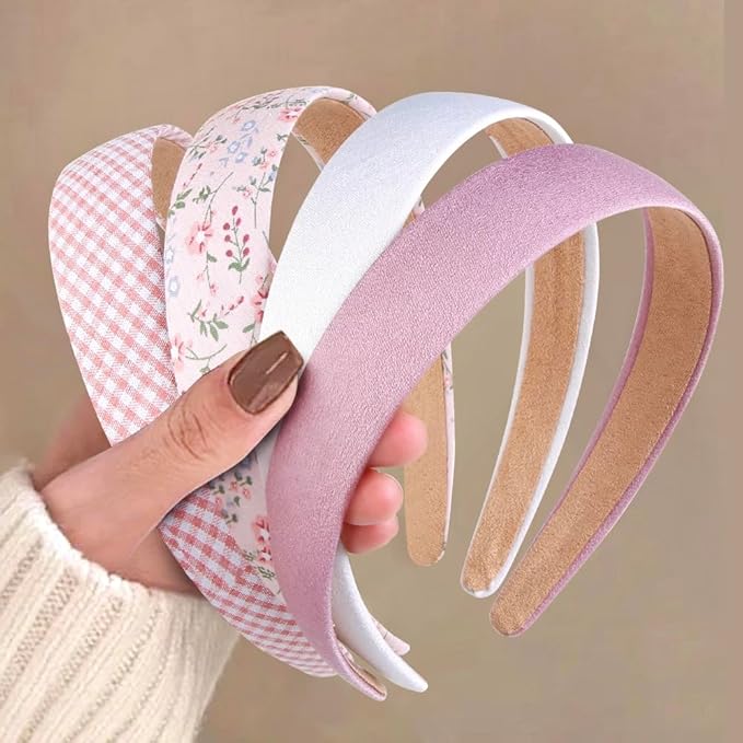Huachi Headbands for Women Non Slip Trendy Headbands for Women’s Hair 1 inch Wide Cute Headband for Girls, Fall Head Bands Elastic Hair Bands for Womens Fashion Accessories for Women 4PCS