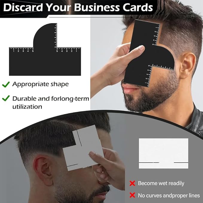 ARFUKA Beard Shaper Tool for Men Professional Beard Line Up & Edging Kit with Measurement Guide Head Shaping Styling Tool for Hairline, Neckline, Cheek Lines