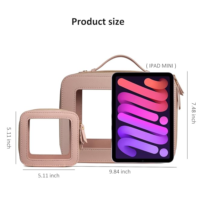 LETGO Clear Makeup Bags Small, TSA Approved Toiletry Bag with Zipper, Mini Clear Beach Makeup Pouch Purse Organizer Fit Carry-on Travel Essentials,Small Cosmetic Bags for Car Storage (Mini-Nude)