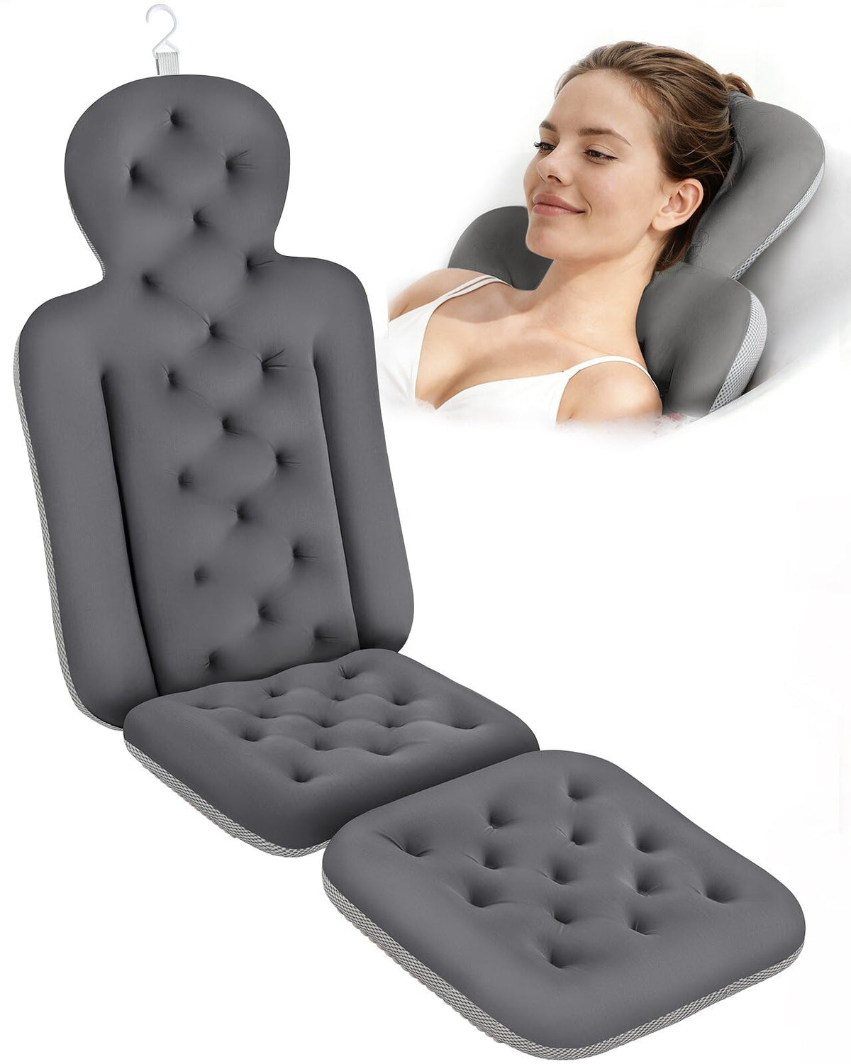 Full Body Bath Pillow for Tub, Bathtub Cushion with 160 Suction Cups
