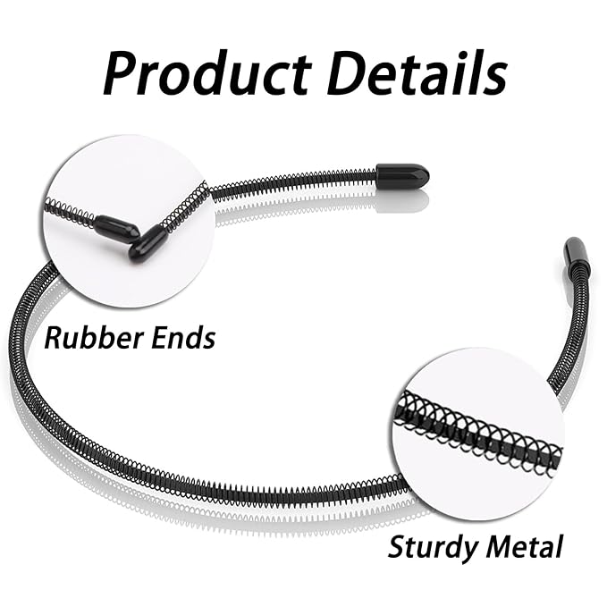 Metal Headband for Men, Adjustable Wavy Hair Band, Spring Wire 3 Pcs