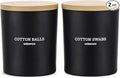 Glass Qtip Holder 2 Pack , Qtip Holder Dispenser Bathroom Set Bathroom Organizers and Storage Q tip Holder with Lid Makeup Storage Organizer for Cotton Swabs,Cotton Balls,Pads,Floss Picks ,Black