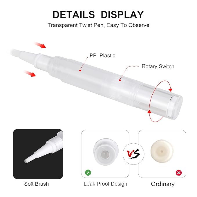 10 pcs 5ml Empty Cuticle Oil Pen, Nail Oil Twist Pen with Brush, Eyelash Growth Liquid Tube, Cosmetic Lip Gloss Container