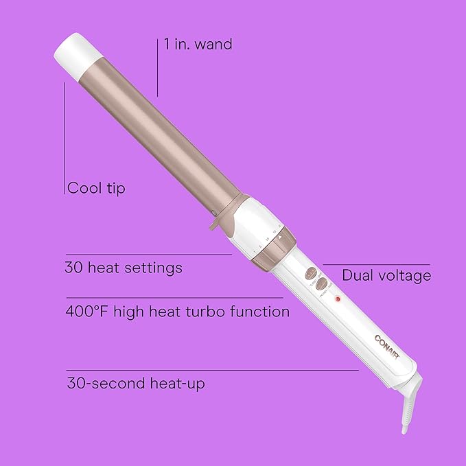 Conair Double Ceramic 1-In. Clamp-Free Curling Wand