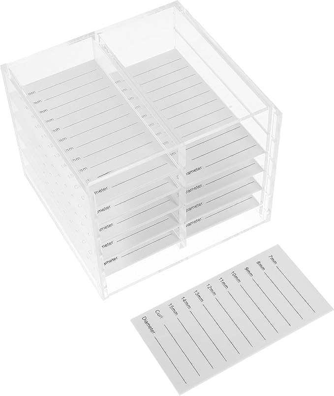 WOONEKY Acrylic False Eyelash Storage Case 10-layer Organizer Box for Travel and Display with Multi-compartment Eyelashes Holder