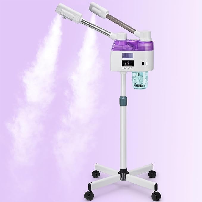 Professional 2 in 1 Facial Steamer, Esthetician Steamer with Hot & Cold Mist, Face Steamer for Facial Deep Cleaning, Facial Steamer for Home Beauty Salon Spa