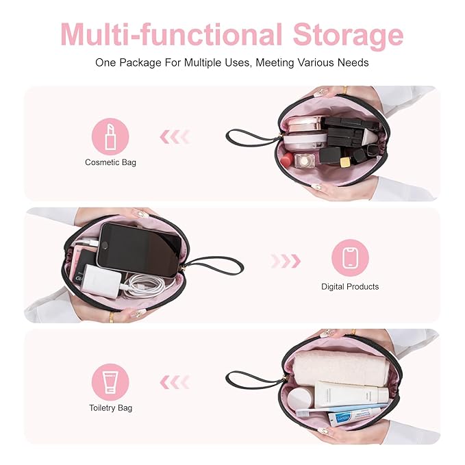 Vimanllie Travel 2PCS Cosmetic Bag Makeup Bags,Portable Toiletry Organizer,Storage Bags for Women,Cute Compact,Small Purse for Keys,Practical Storage Pouch for Girls