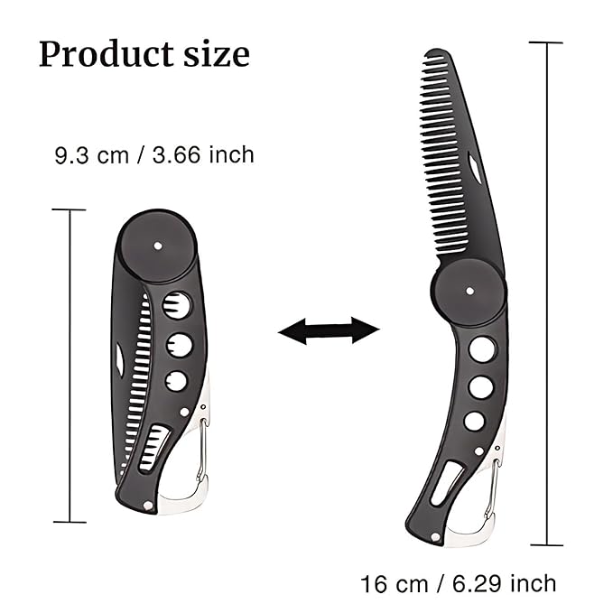 KINTEGOOD Stainless Steel Folding Beard Comb Mustache Comb Beard Grooming