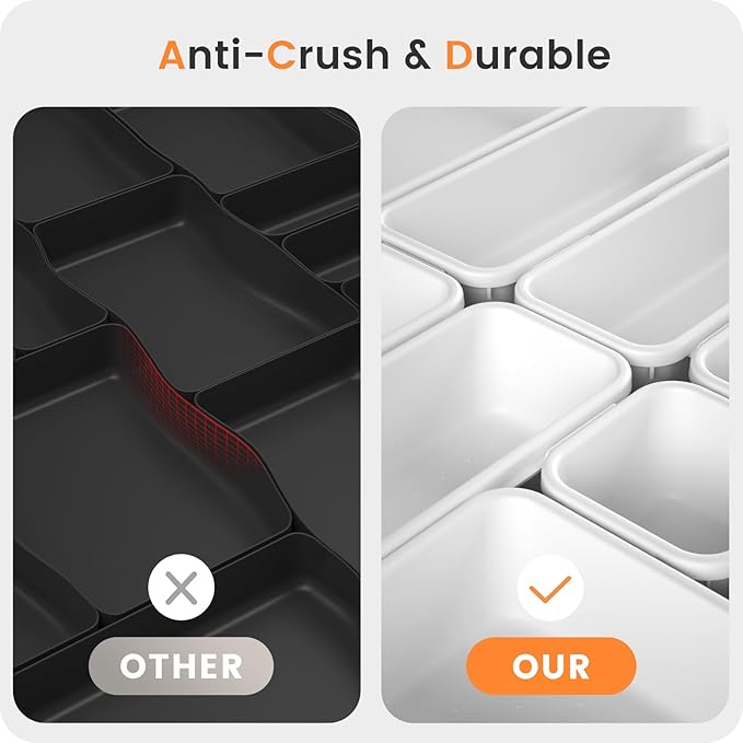 【Military Grade】A-LuGei Drawer Organizer,【𝟱𝗦𝗶𝘇𝗲】Makeup organizer,【Holds 177 Items】Bathroom Organizers and Storage,Organization and Storage,Desk Drawer Organizer for Vanity【White】