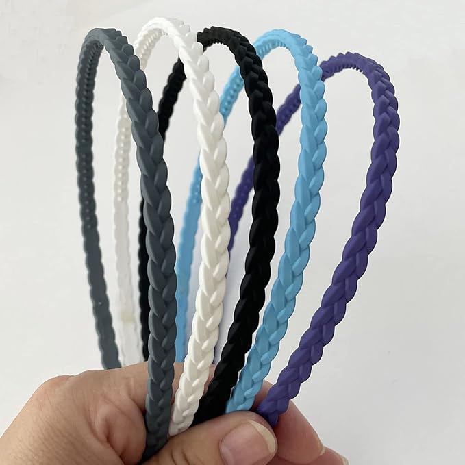 12pcs Colorful Thin Headbands for Women 6mm Light Pigtail Skinny Hairbands for Girls Hard Teeth Headbands For Kids Teens