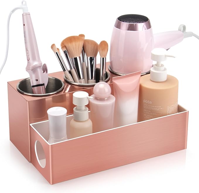 GFWARE Hot Hair Styling Tool Organizer with 3 Stainless Steel Cups, Pink