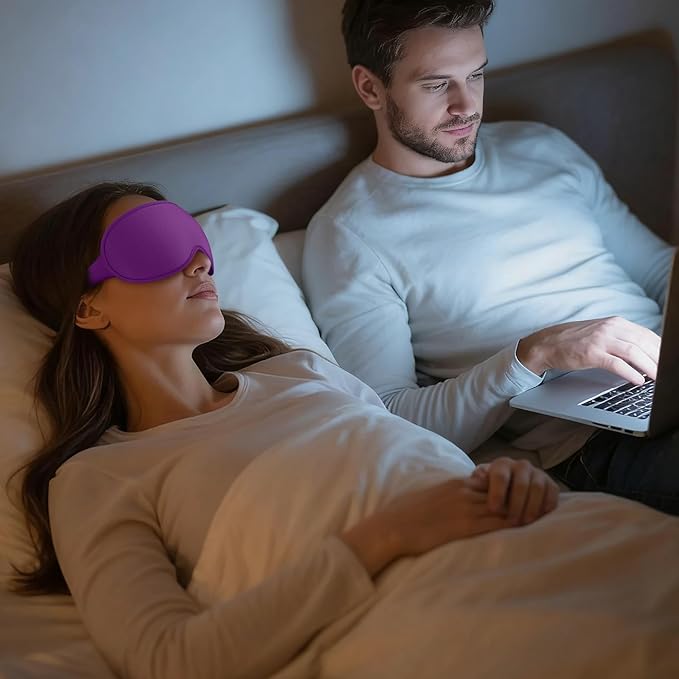 Vynix® Sleep Mask for Women Men - 100% Blackout Eye Masks for Sleep - 3D Soft Sleeping Mask for Side Sleepers - Zero Pressure Lash Extensions Eye Cover Shade for Airplane Travel Essentials, Purple
