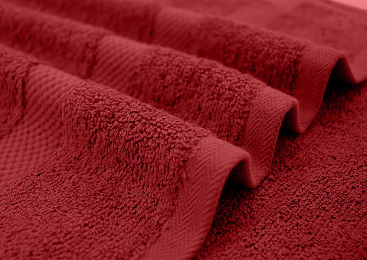 DAN RIVER 600 GSM Cotton Large Bath Towels Set of 4, 27 x 54 Inches, Red