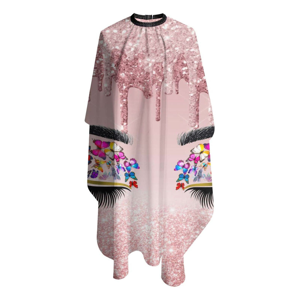 Carwayii Barber Cape Hello Glitters Gorgeous Eyelash Pink Salon Apron Hair Cutting Cape Barbershop Kits For Women-55''X66''
