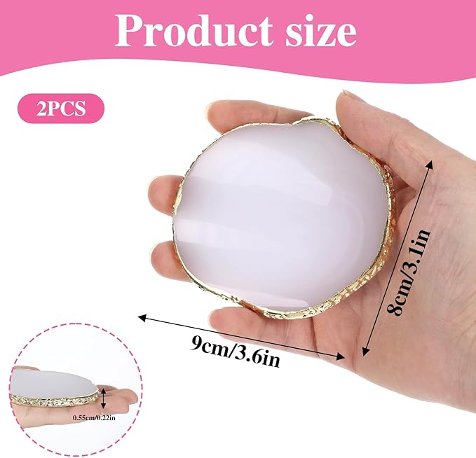 MBAIYO 2PCS Nail Art Palette, Resin Nail Plates Makeup Mixing Palettes Gilded Edge Polish Palette Irregularity Painting Mixed Color Palettes Display Board for DIY ManicureArt Design Makeup Foundation