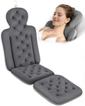 Bath Cushion, Full Body Bathtub Pillow with 160 Suction Cups, Bath Mat for Head and Neck Support, with Laundry Bag (Dark Gray, 56" x 16")