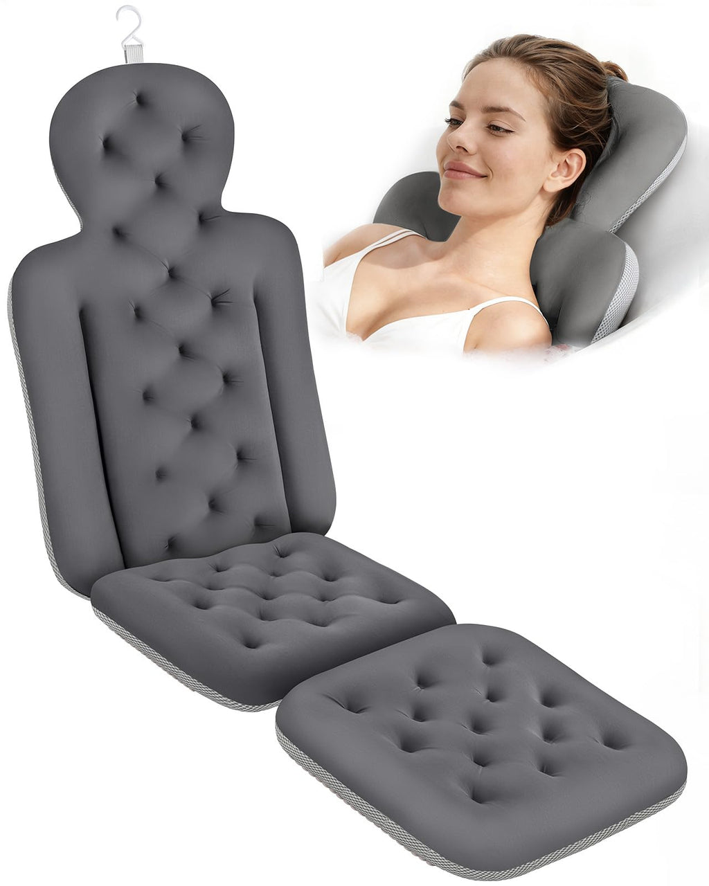 Full Body Bath Pillow for Tub, Bathtub Cushion with 160 Suction Cups