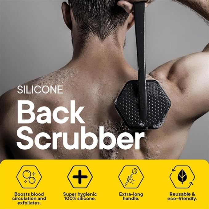 TOOLETRIES Silicone Back Scrubber for Shower, Bath Brush - Charcoal