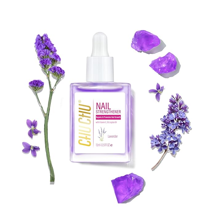 CHUCHU Nail Growth and Strengthener Oil for Cuticle - Repair Moisturizing Treatment - Natural Jojoba Vitamin B & E Nail Oil for Dry Cracked Nails (Lavender 01)