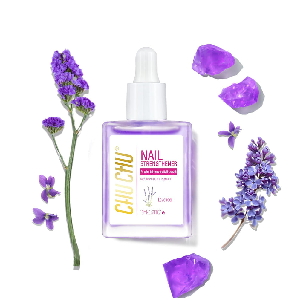 CHUCHU Nail Growth and Strengthener Oil for Cuticle - Repair Moisturizing Treatment - Natural Jojoba Vitamin B & E Nail Oil for Dry Cracked Nails (Lavender 01)