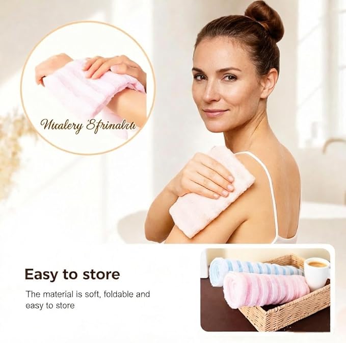 Exfoliating Body Scrubber, Back Scrubber for Shower, Japanese Exfoliating Washcloth Towel, Loofah Sponge Net Body Exfoliator for Men Women+Free Loofah Dish Towel (4Pcs Long Bath Towel)