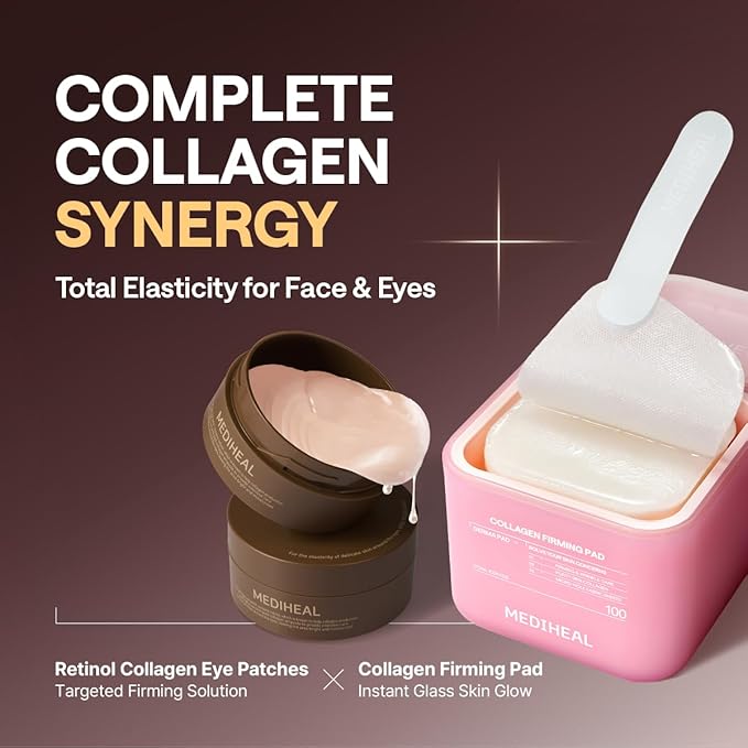 MEDIHEAL Retinol Collagen Under Eye Patches - Korean Hydrogel Eye Pads (60 patches) with 95% Retinol & Collagen - Improves Puffy Eyes & Dark Circles - Non Irritating, Encapsulated Retinol