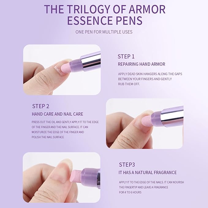 Ceramic Cuticle Oil Pusher Pen: 3-in-1 Nail Cuticle Remover Oil Pen With Tools - Nail Care Oil Cuticle Pusher with Ceramic Tip for Hangnails & Dry & Damaged Nail