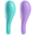Aussumy Detangling Hair Brush Set - 2 Pack Detangler Hairbrush with Ultra Soft Bristle for Effortless Tangle Removal - For Dry Wet Damaged Curly Hair for Men Women Girls Boys Kids - Purple & Green