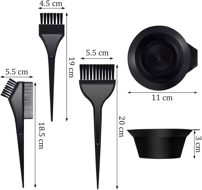 Hair Dye Color Brush and Bowl Set, 4Pcs Bowl Brushes Tool Mixing Bowls Kit Tint Comb for Hair Tint Dying Coloring Applicator，Bowls and Brush Hairs Dyeing DIY Hairdressing Tool for Salon and Home