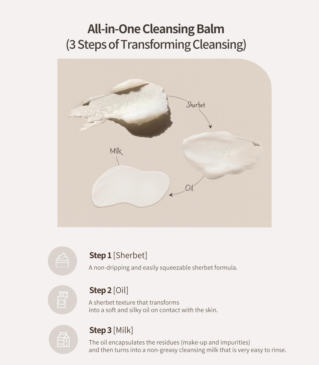 Heart Percent Commas on Life Essential Cleansing Balm - Traverl Size (10ml), Sherbet-Oil-Milk Transforming Makeup Remover Vegan Daily Face Wash Cleanser for All Skin Types